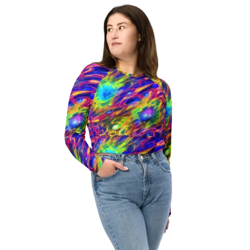 Orbiting Fever on a Long Sleeve Crop Top