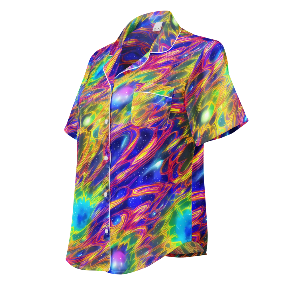 Orbiting Fever on Women's Short Sleeve Pajama Top — Left Front