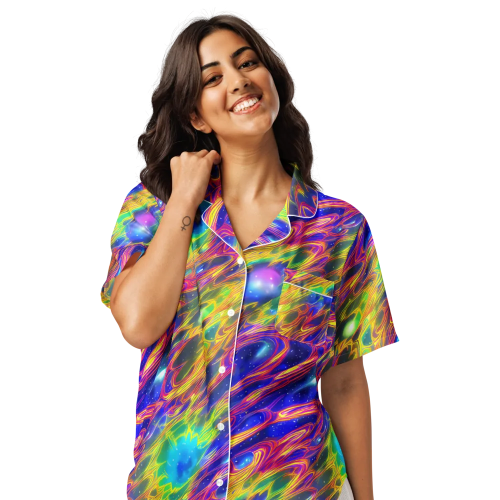 Orbiting Fever on Women's Short Sleeve Pajama Top — Front