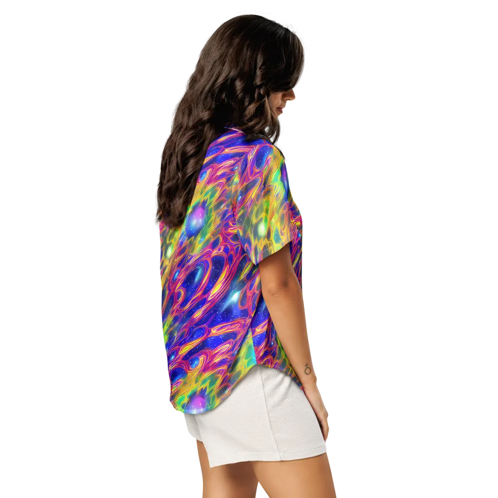 Orbiting Fever on Women's Short Sleeve Pajama Top — Right Back