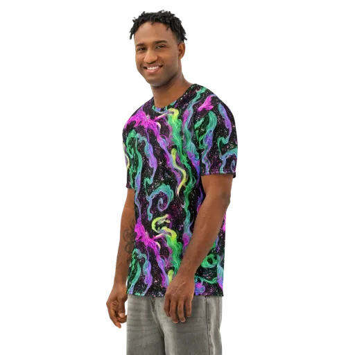 Fluid Afterglow on a Men's Cotton Crew Neck T-Shirt