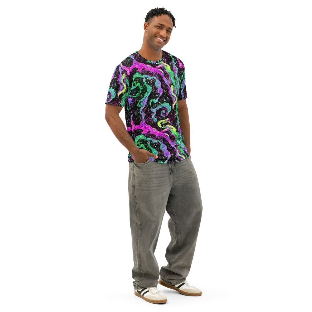 Fluid Afterglow on Men's Cotton Crew Neck T-Shirt — Right Front