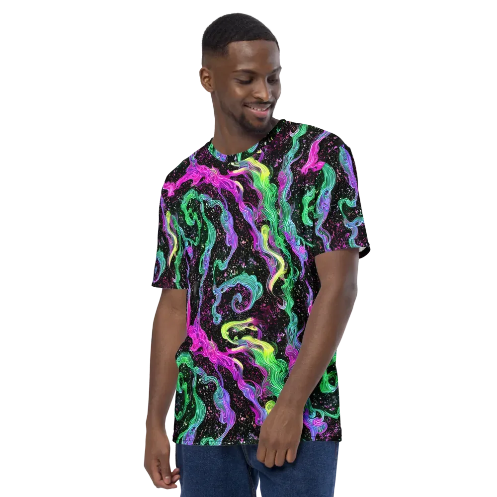 Fluid Afterglow on Men's Crew Neck T-Shirt — Left