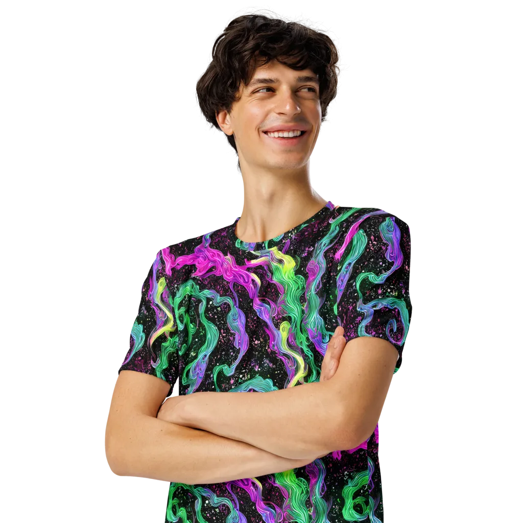Fluid Afterglow on Men's Crew Neck T-Shirt — Left Front