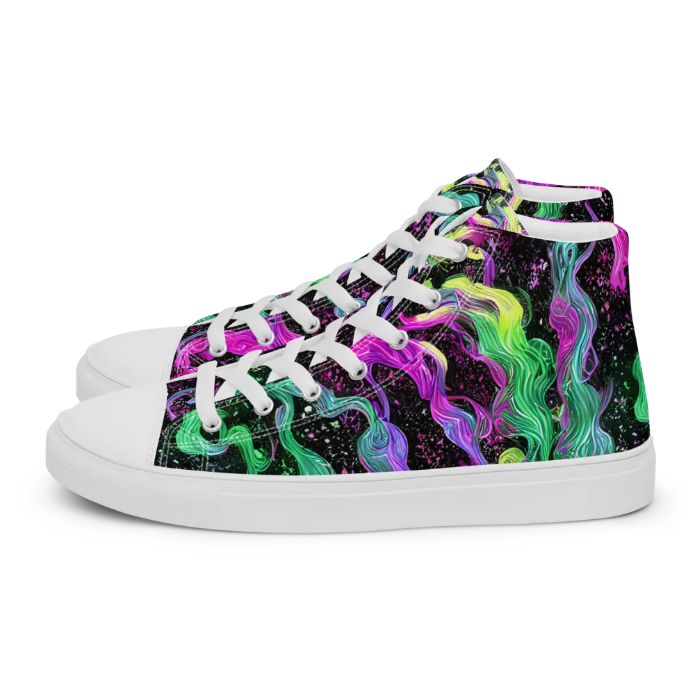 Fluid Afterglow on Men's High Top Canvas Shoes — Left