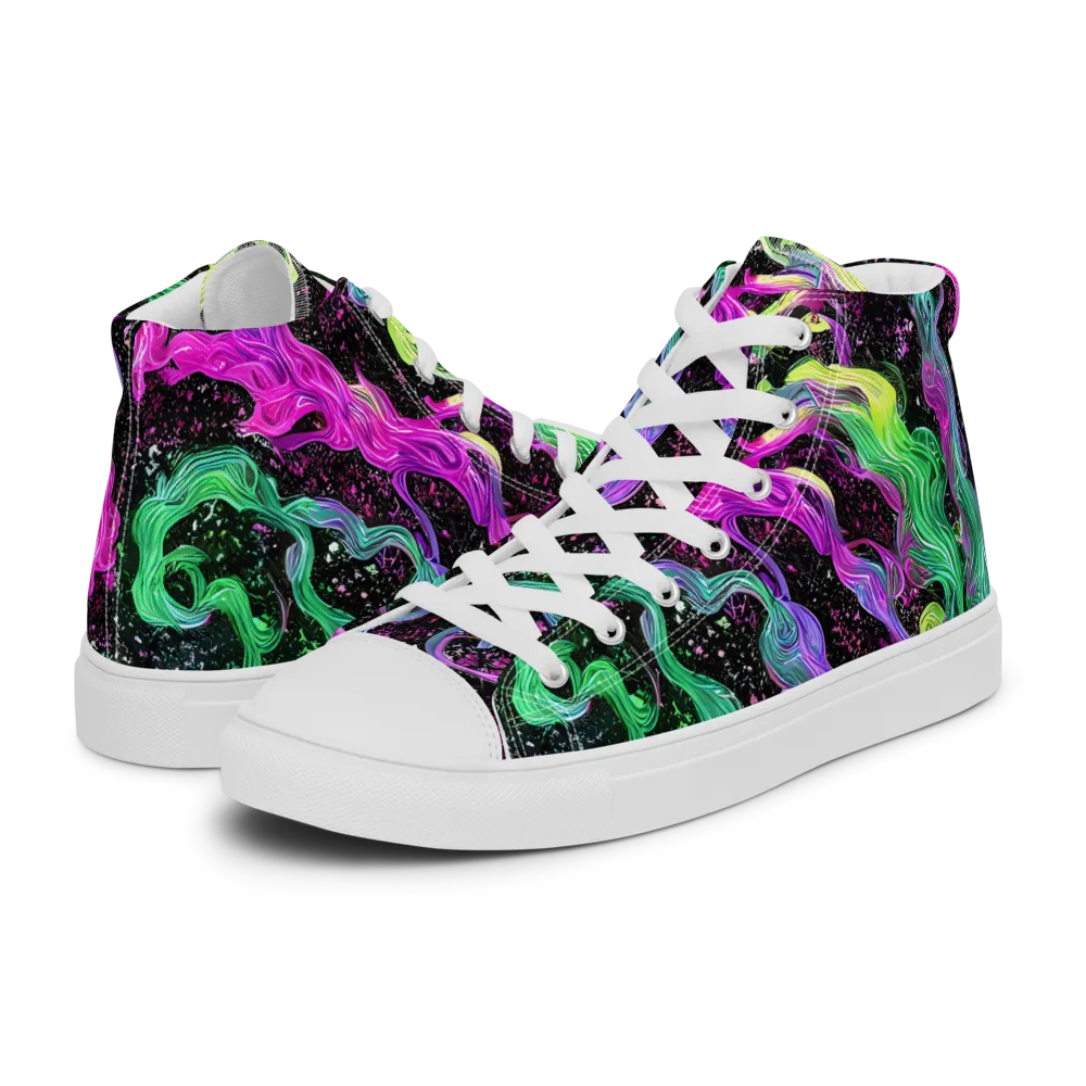 Fluid Afterglow on Men's High Top Canvas Shoes — Left