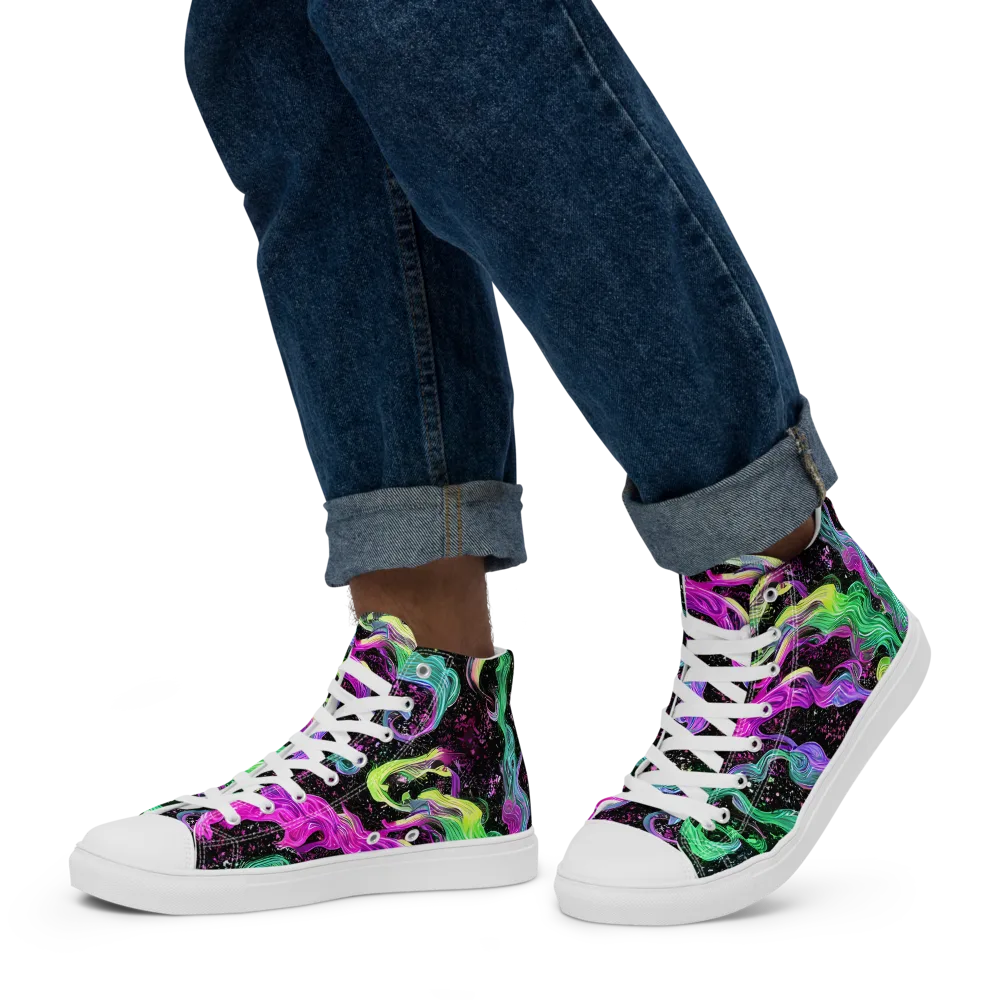 Fluid Afterglow on Men's High Top Canvas Shoes — Left