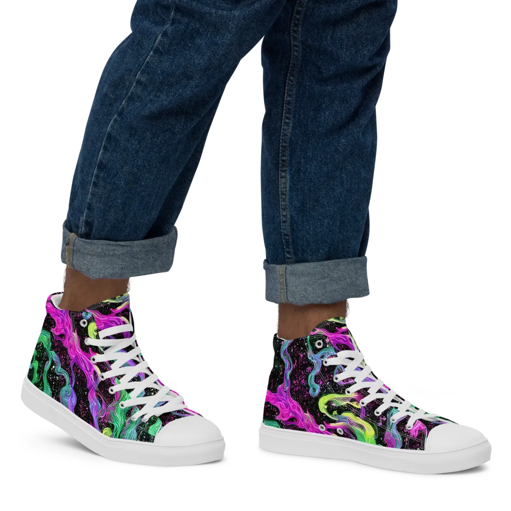 Fluid Afterglow on Men's High Top Canvas Shoes — Right