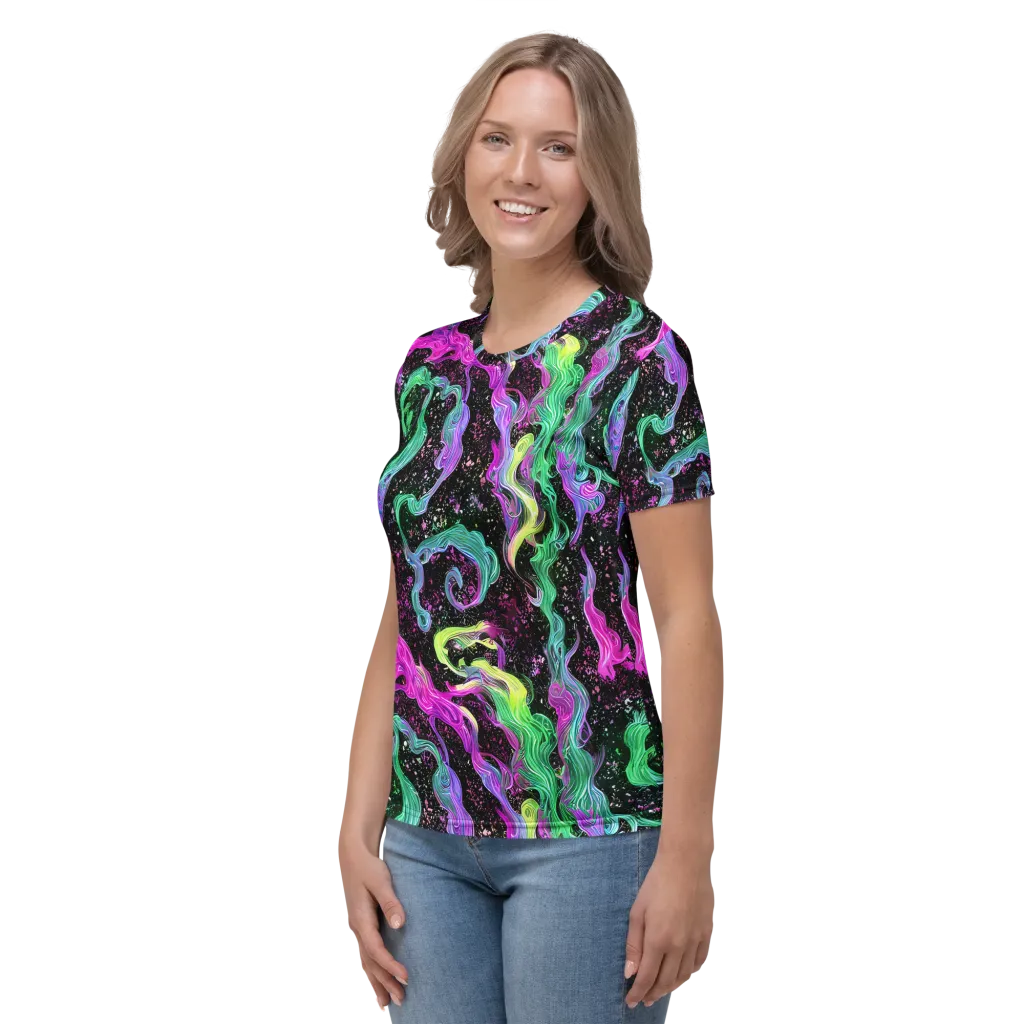 Fluid Afterglow on Women's Crew Neck T-Shirt — Left