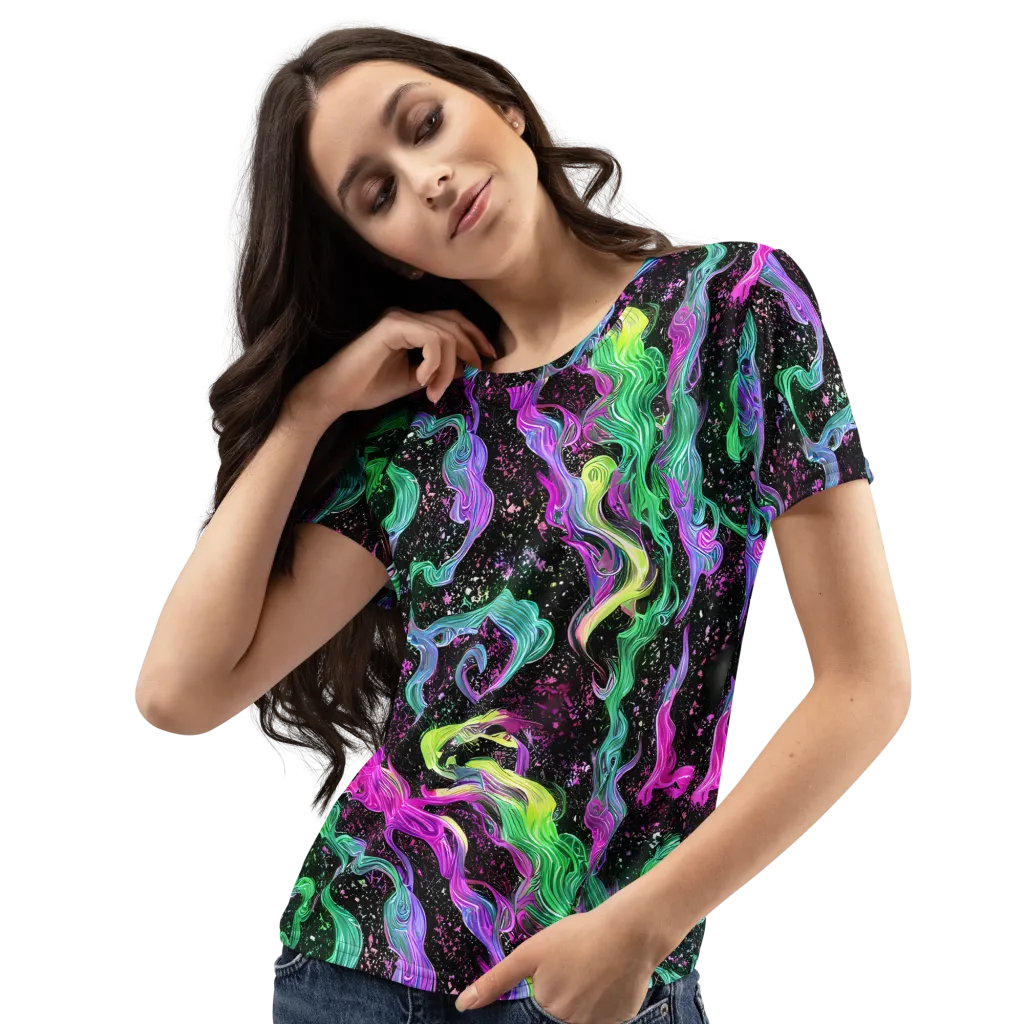 Fluid Afterglow on Women's Crew Neck T-Shirt — Left Front
