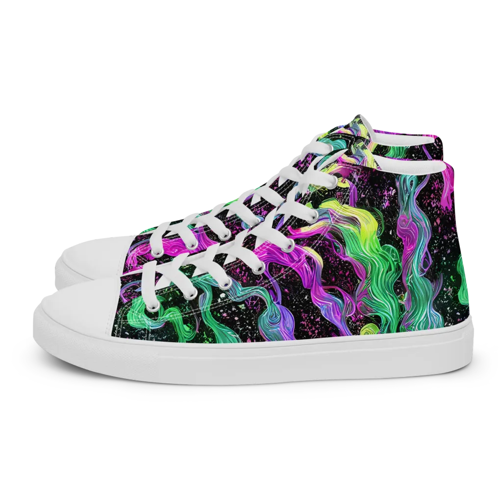 Fluid Afterglow on Women's High Top Canvas Shoes — Left