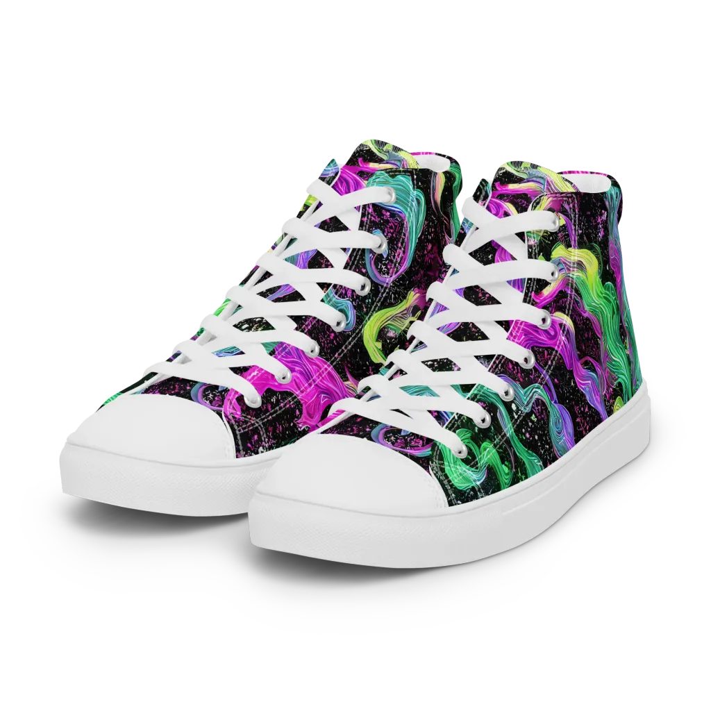 Fluid Afterglow on Women's High Top Canvas Shoes — Left Front