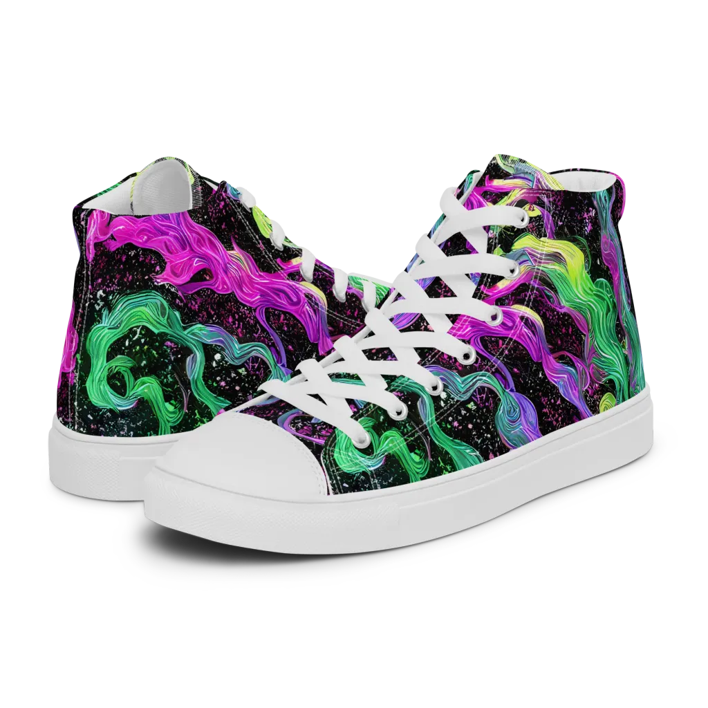 Fluid Afterglow on Women's High Top Canvas Shoes — Left