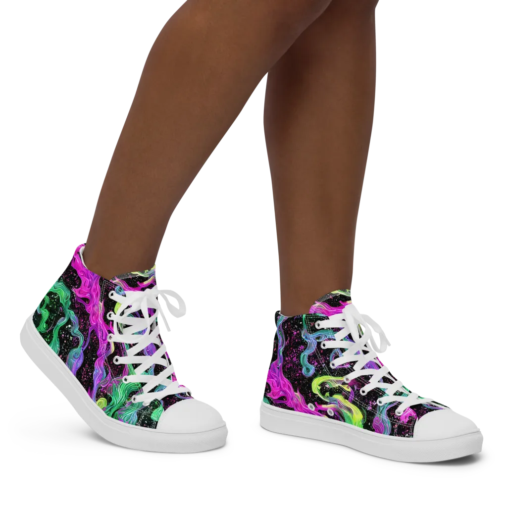 Fluid Afterglow on Women's High Top Canvas Shoes — Right