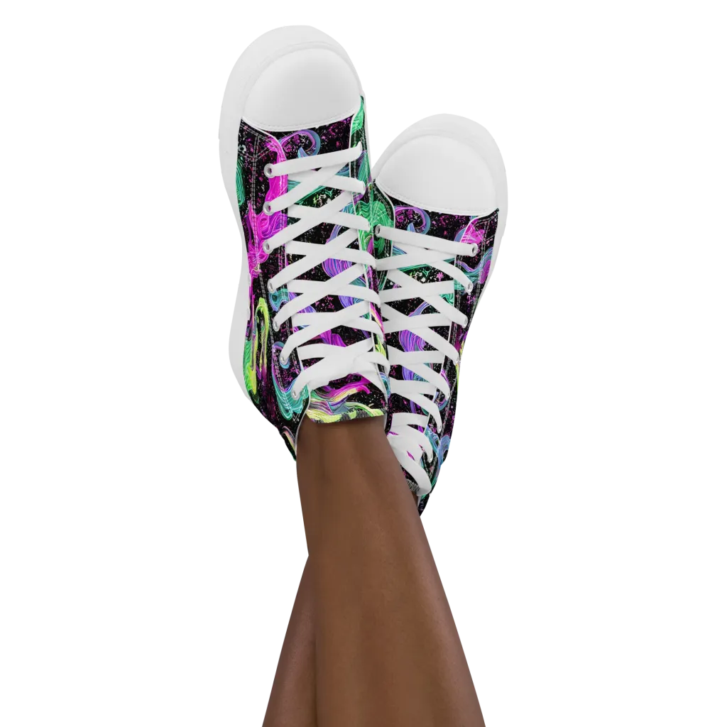 Fluid Afterglow on Women's High Top Canvas Shoes — Front