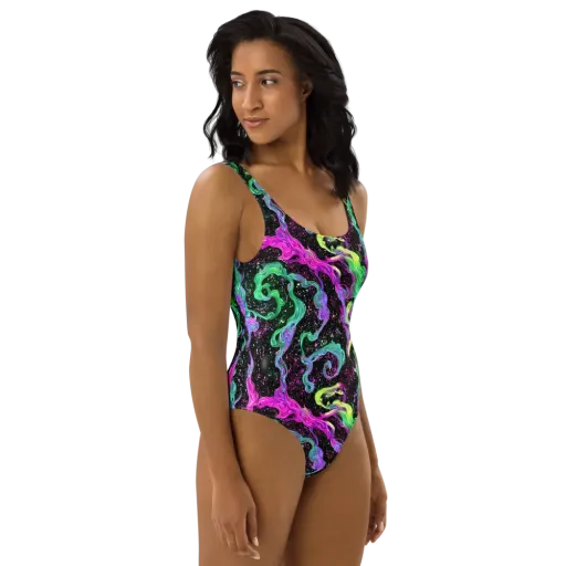 Fluid Afterglow on a One-Piece Swimsuit