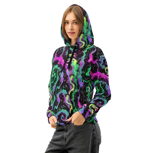 Fluid Afterglow on a Cotton Hoodie