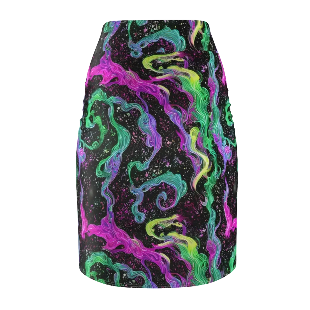 Fluid Afterglow on Pencil Skirt — Back