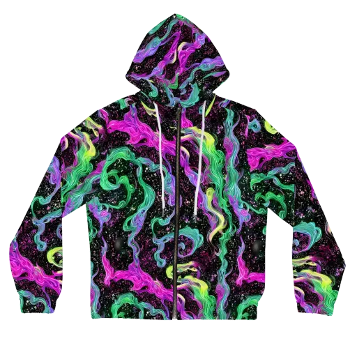 Fluid Afterglow on a Women's Full-Zip Hoodie