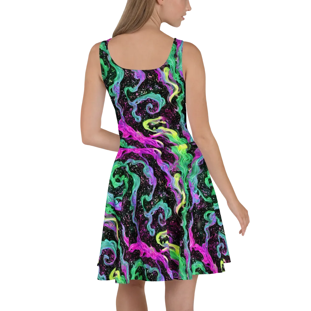 Fluid Afterglow on Skater Dress — Back