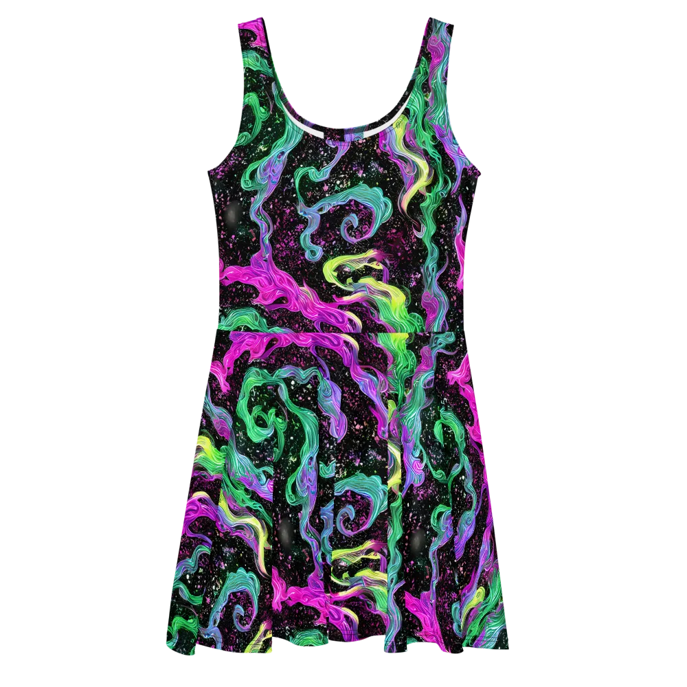 Fluid Afterglow on Skater Dress — Front