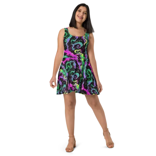 Fluid Afterglow on a Skater Dress