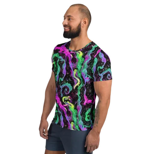 Fluid Afterglow on a Men's Athletic T-Shirt