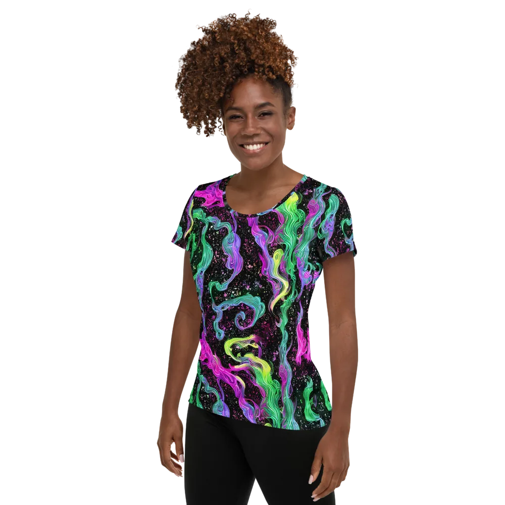 Fluid Afterglow on Women's Athletic T-Shirt — Left