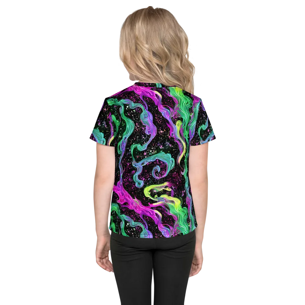 Fluid Afterglow on Kids Crew Neck T-Shirt — Back