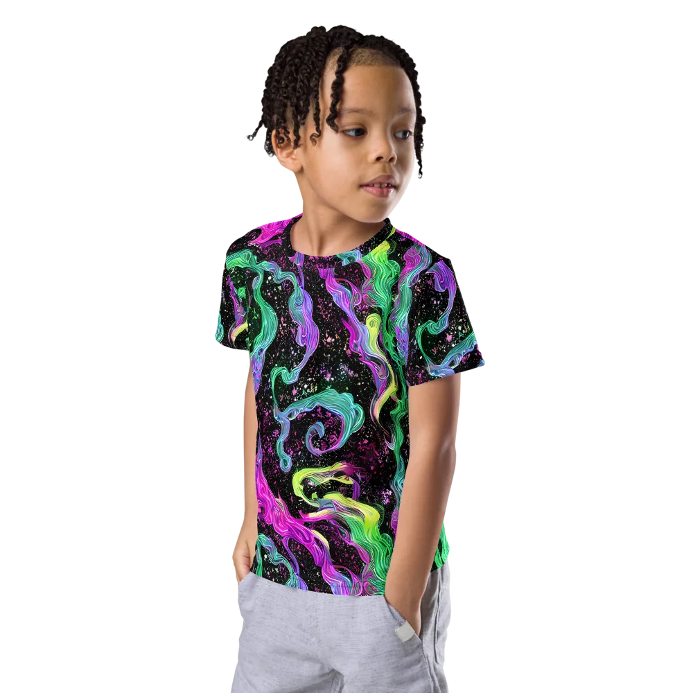 Fluid Afterglow on Kids Crew Neck T-Shirt — Left Front