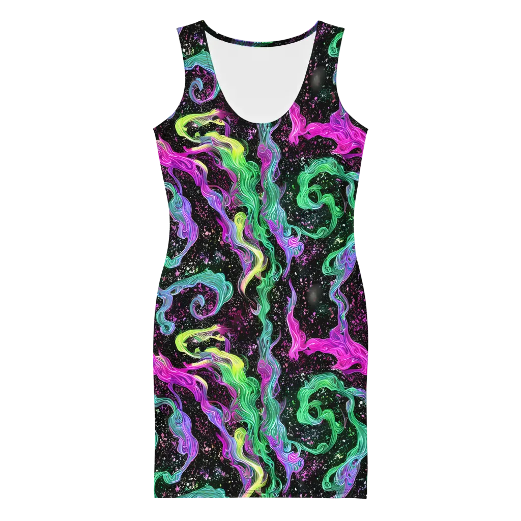 Fluid Afterglow on Bodycon Dress — Front
