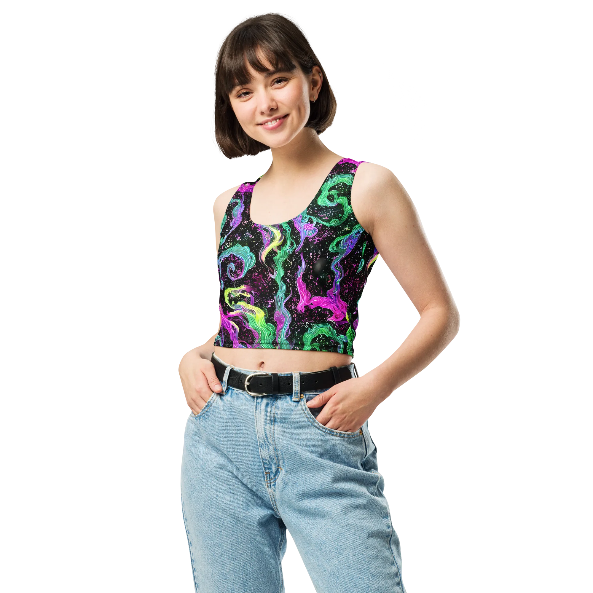Fluid Afterglow on Crop Top — Front