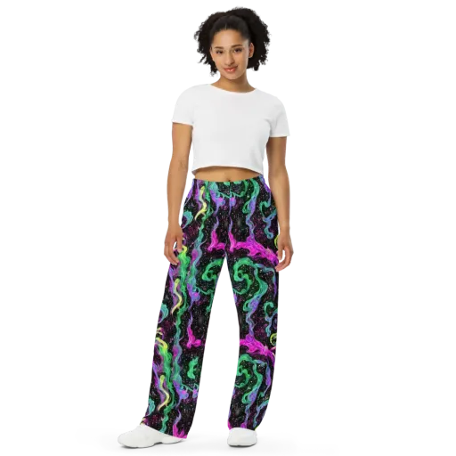 Fluid Afterglow on a Wide-Leg Pants