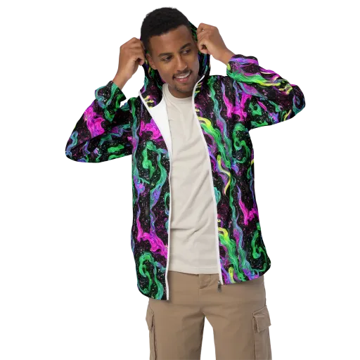 Fluid Afterglow on a Men's Windbreaker