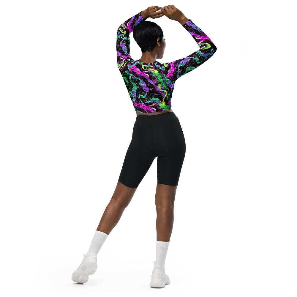Fluid Afterglow on Long Sleeve Crop Top — Back