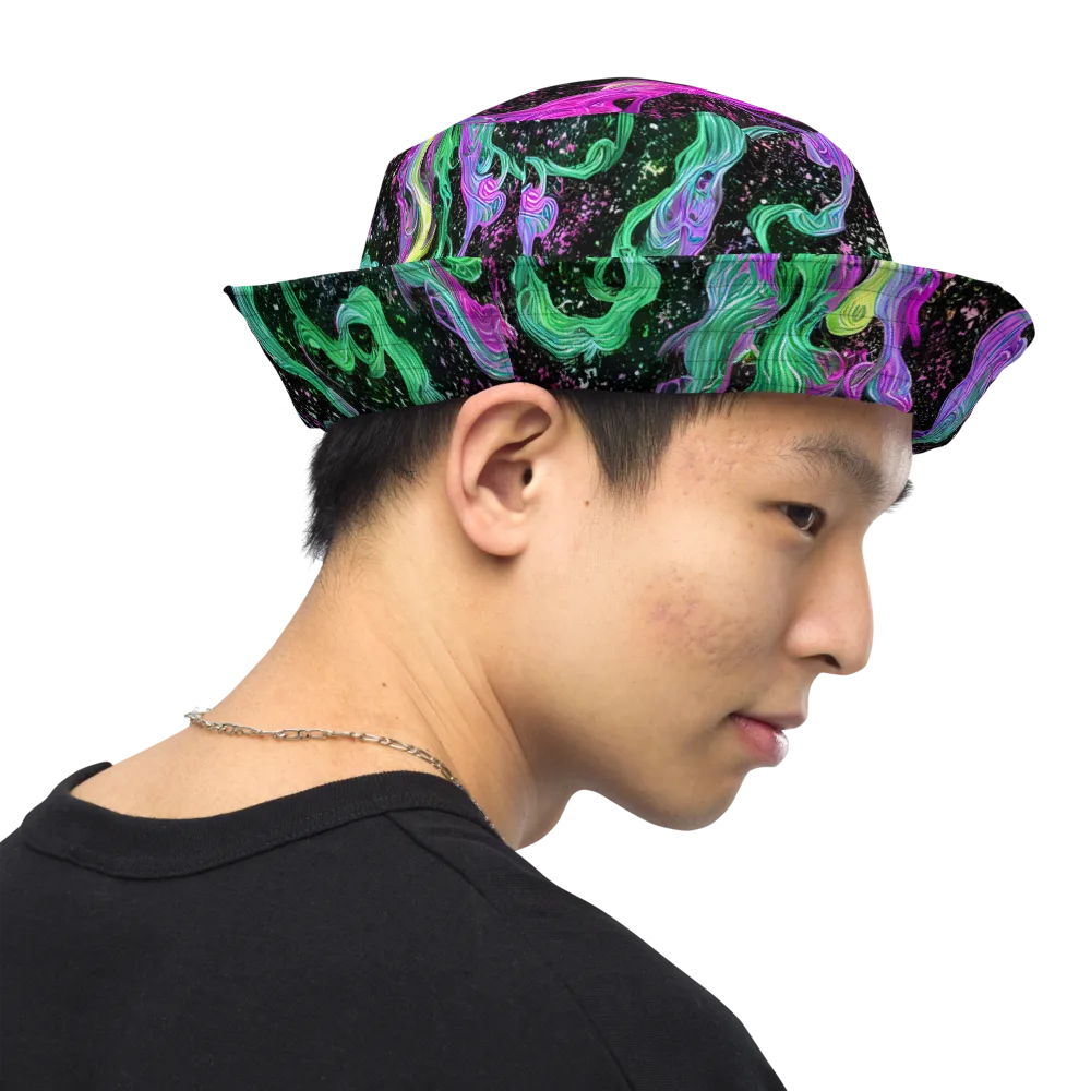 Fluid Afterglow on Reversible Bucket Hat — Right Outside