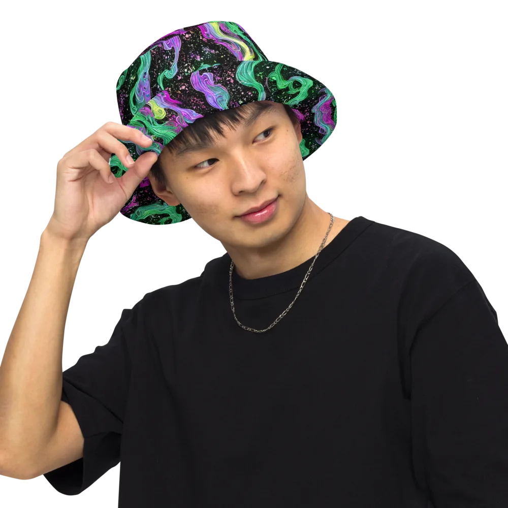 Fluid Afterglow on Reversible Bucket Hat — Front Inside