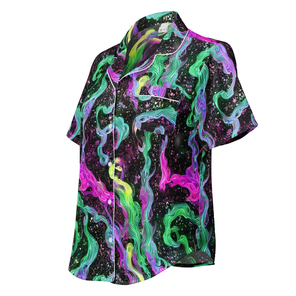 Fluid Afterglow on Women's Short Sleeve Pajama Top — Left Front