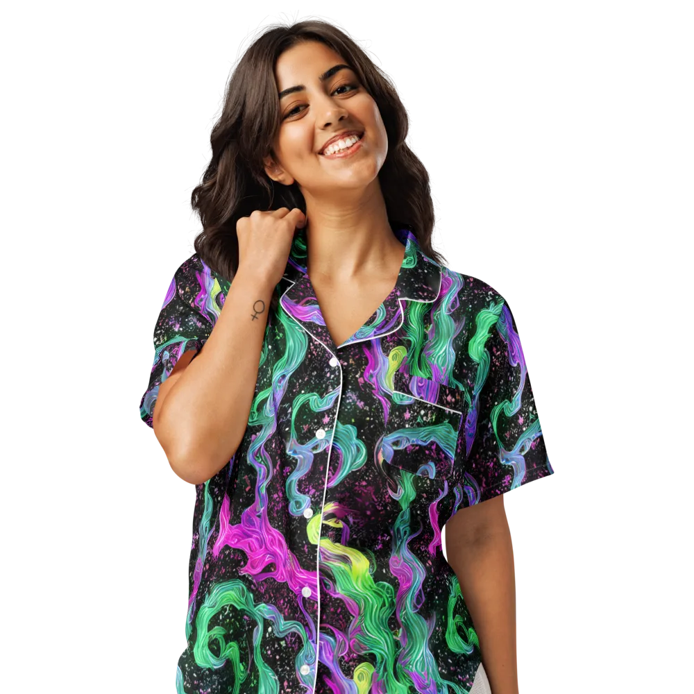 Fluid Afterglow on Women's Short Sleeve Pajama Top — Front