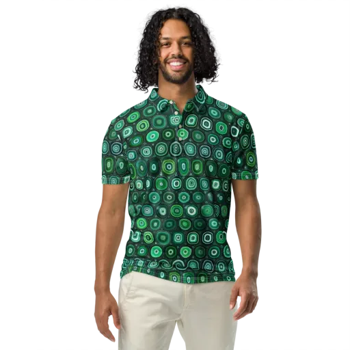 Verdant Orbit on a Men's Slim Fit Polo Shirt