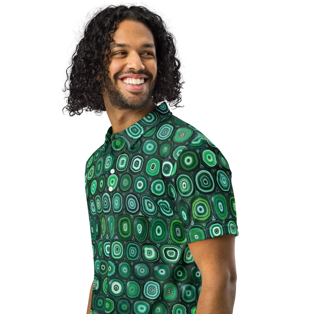 Verdant Orbit on Men's Slim Fit Polo Shirt — Left Front