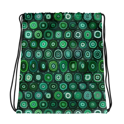 Verdant Orbit on a Drawstring Bag