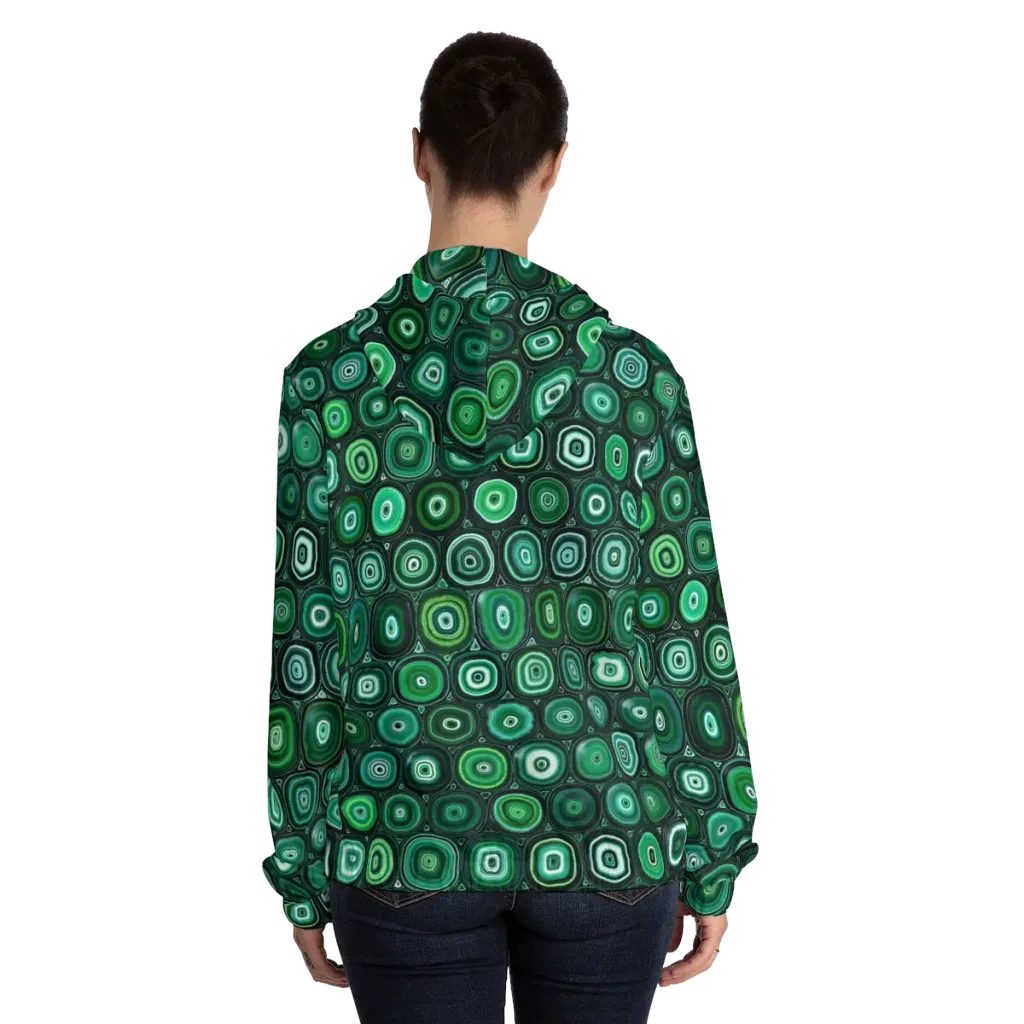 Verdant Orbit on Women's Full-Zip Hoodie — Back On Person