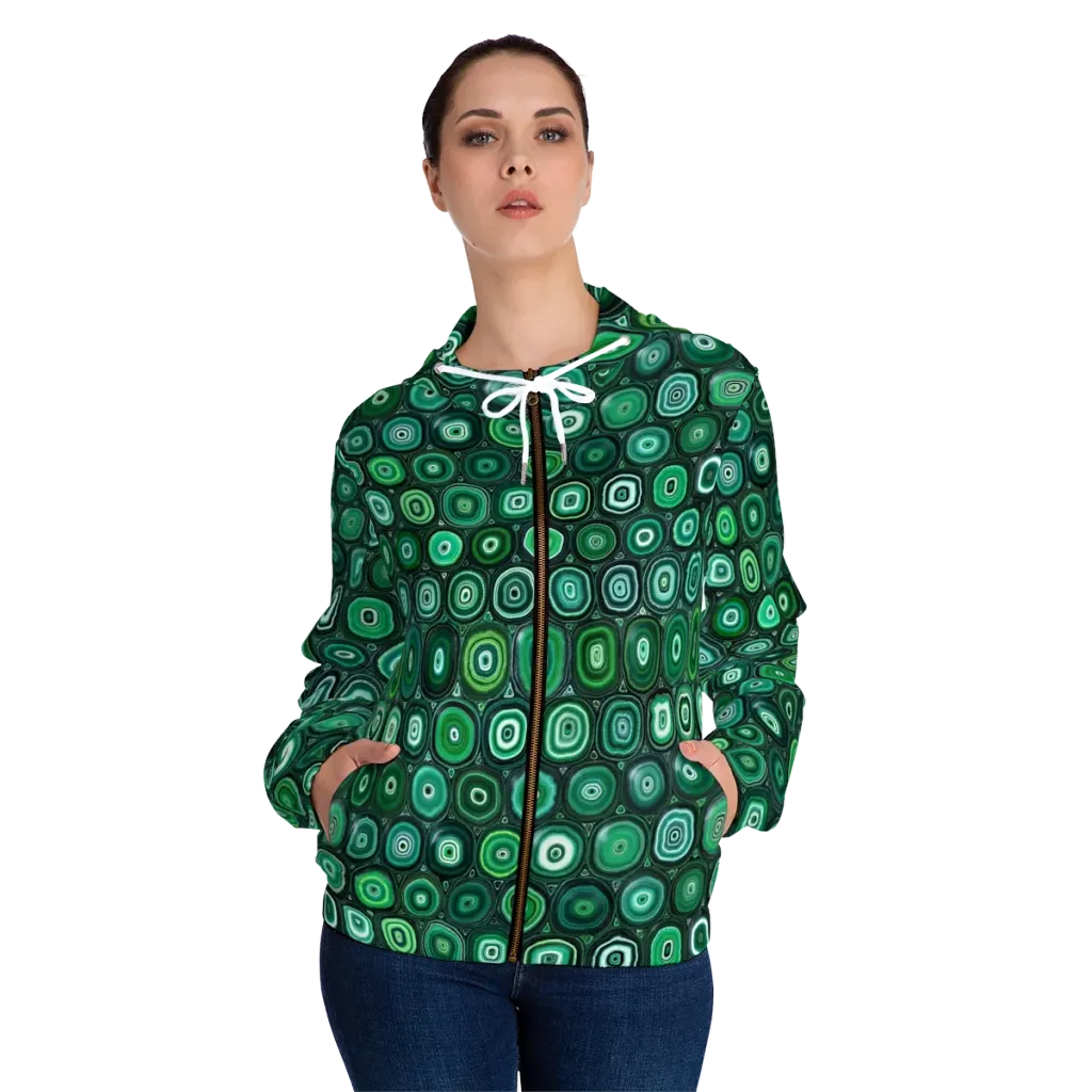 Verdant Orbit on Women's Full-Zip Hoodie — Front On Person