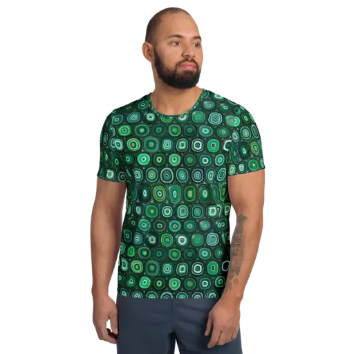Verdant Orbit on a Men's Athletic T-Shirt
