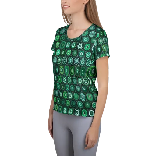 Verdant Orbit on a Women's Athletic T-Shirt