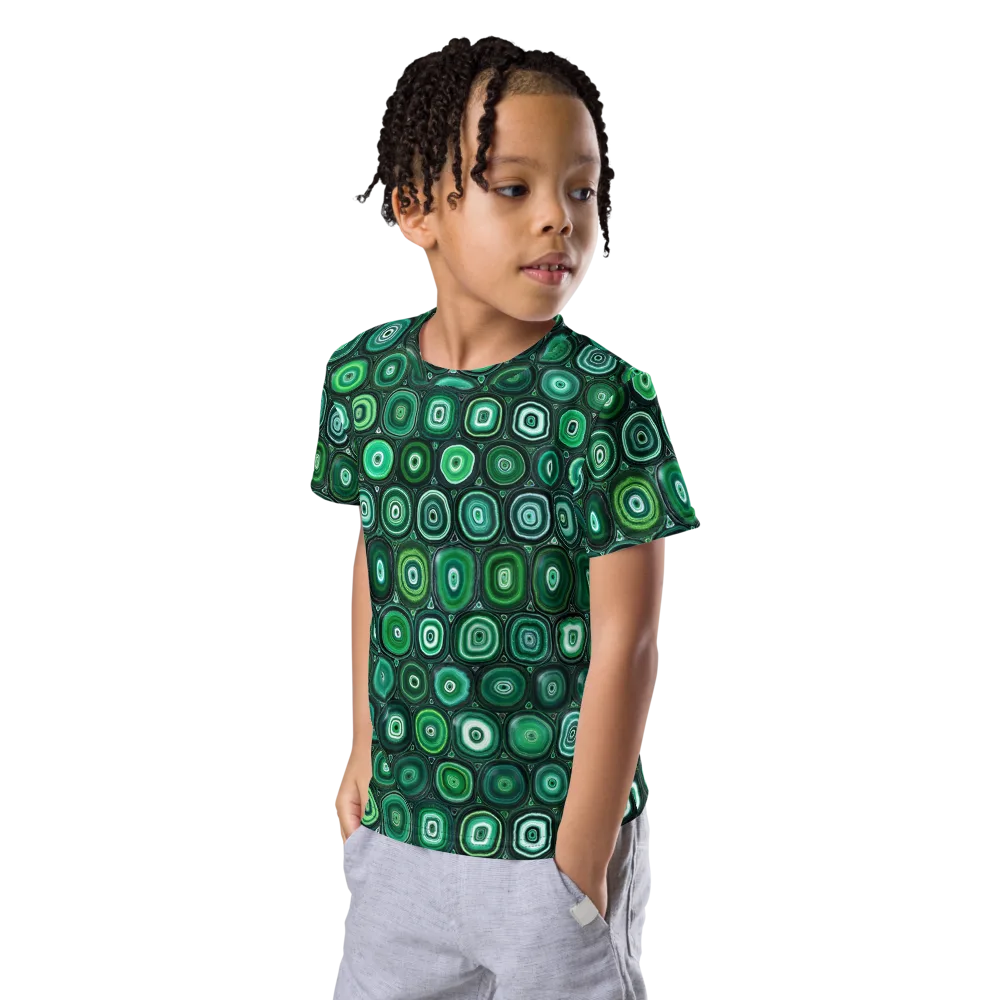 Verdant Orbit on Kids Crew Neck T-Shirt — Left Front