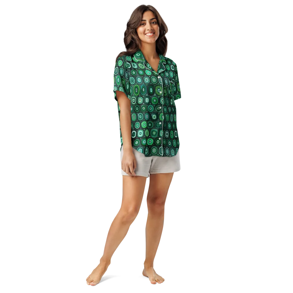 Verdant Orbit on Women's Short Sleeve Pajama Top — Front
