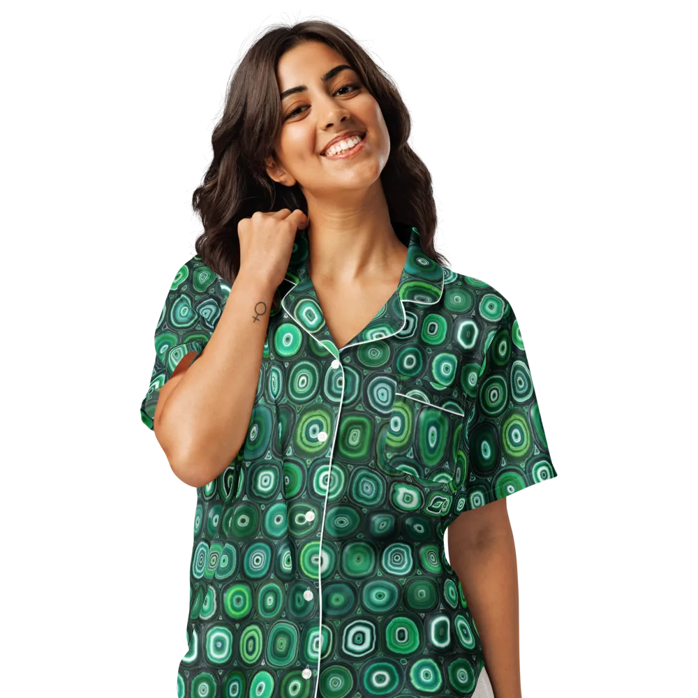 Verdant Orbit on Women's Short Sleeve Pajama Top — Front