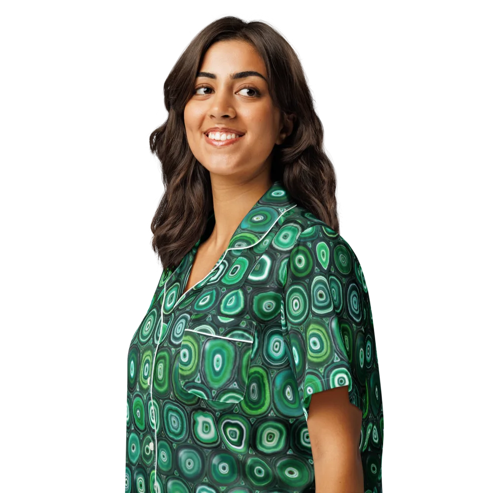 Verdant Orbit on Women's Short Sleeve Pajama Top — Left Front